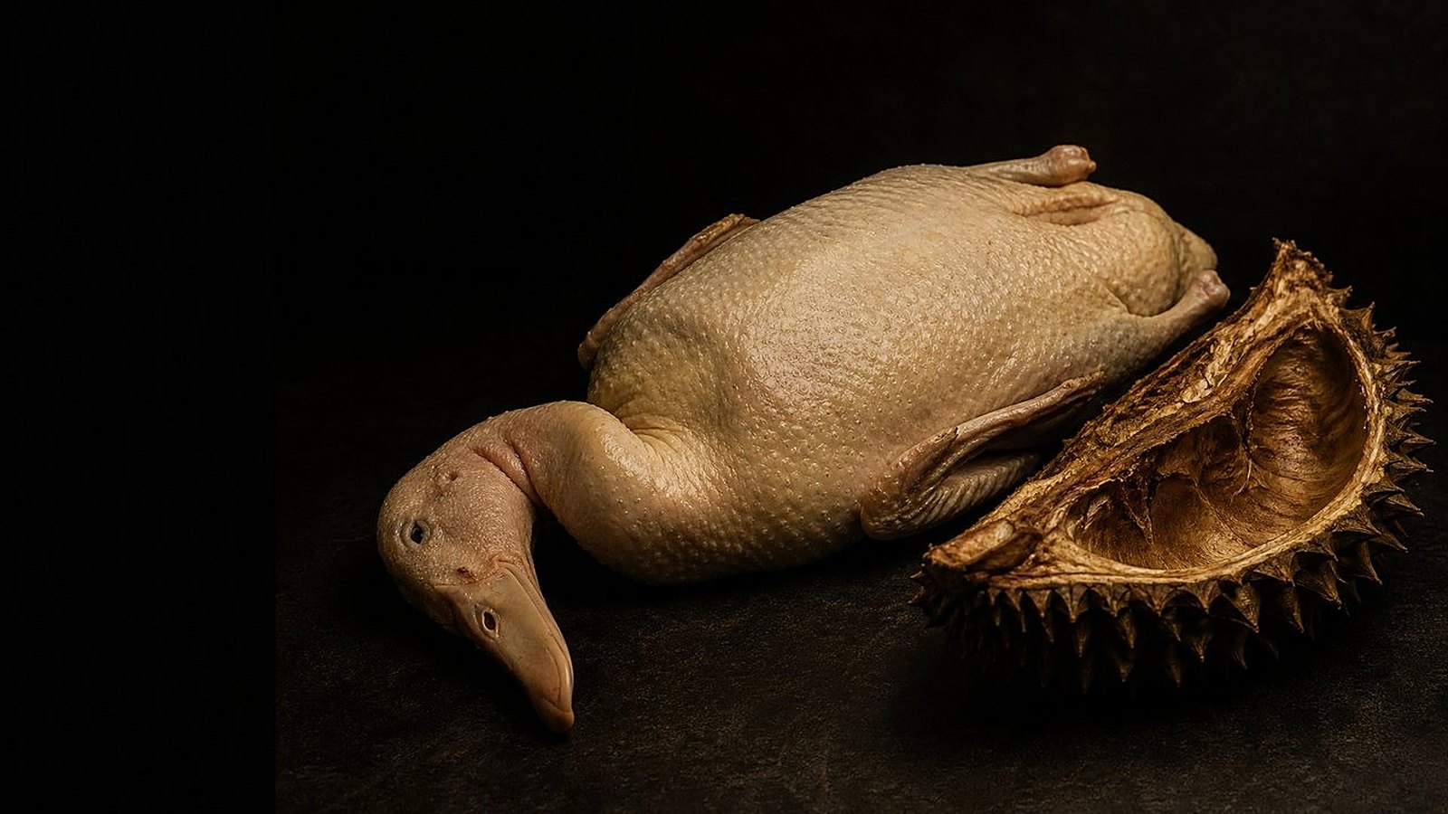 Course IV, Canard — durian, husk to plate