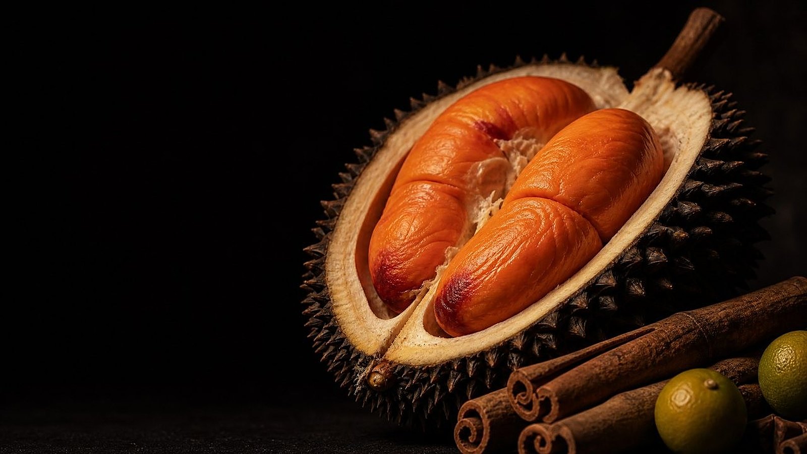 Course V, Parfait — Black Thorn durian, Bario cinnamon, calamansi