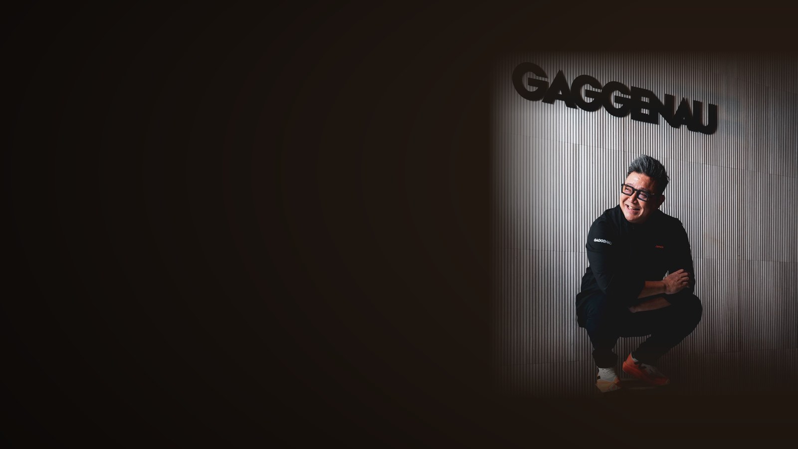 James Won at the Gaggenau column oven — the maison closest to the fire