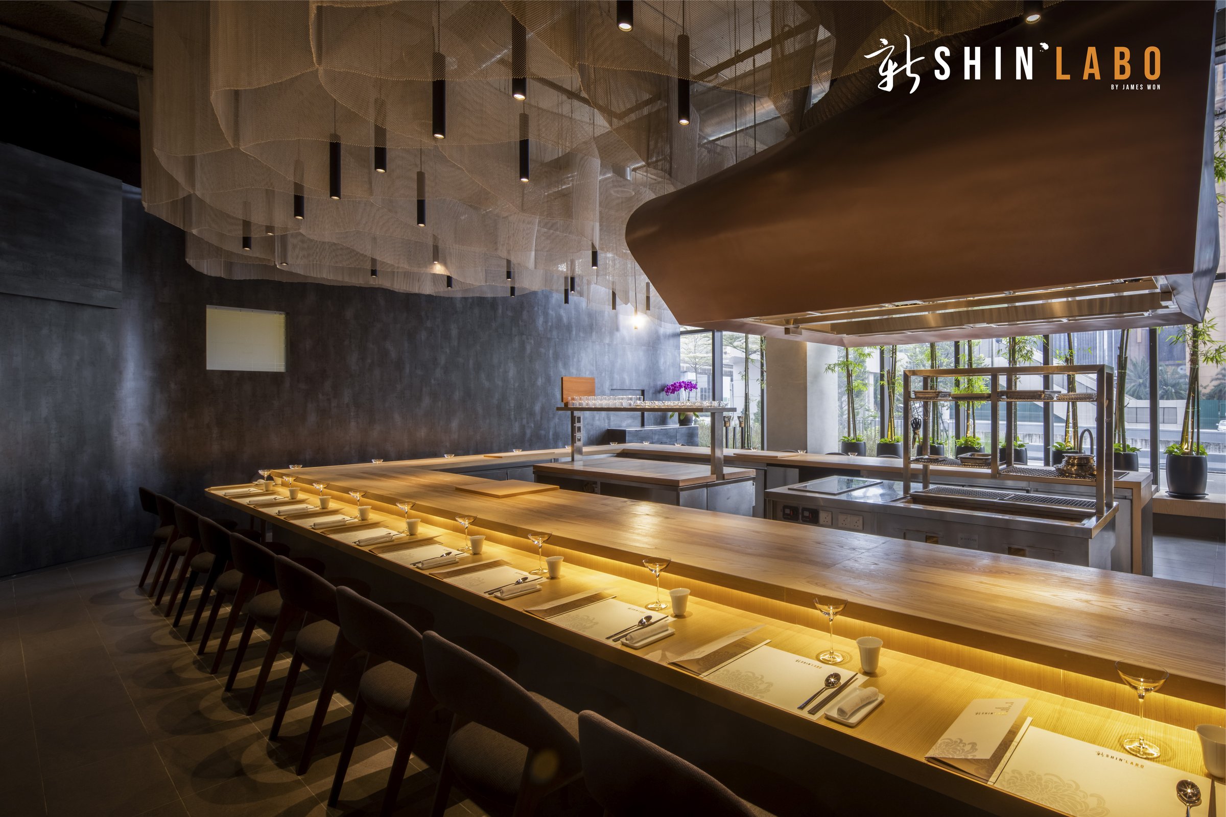 Pininfarina × Mepra Stile flatware on the chef's table at Shin'Labo's kappo room