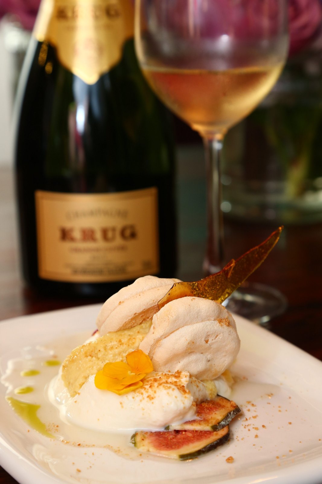 Deconstructed durian and Roquefort crème brûlée — the closing course.